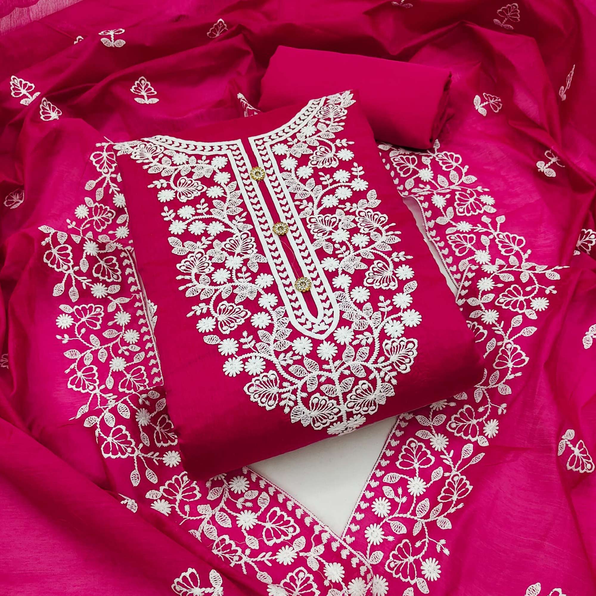 rani pink dress material Rani Pink Pure Khaddi Georgette Banarasi Dress Material Floral Jaal The Weaveloom