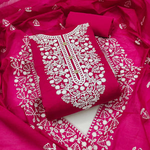 Rani Pink Floral Embroidered Modal Dress Material