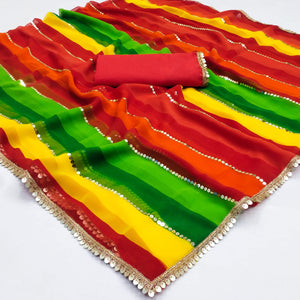 Red Sequins Work Georgette Saree