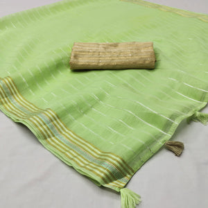 Green Woven Linen Saree
