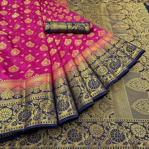 Pink Woven Banarasi Silk Saree