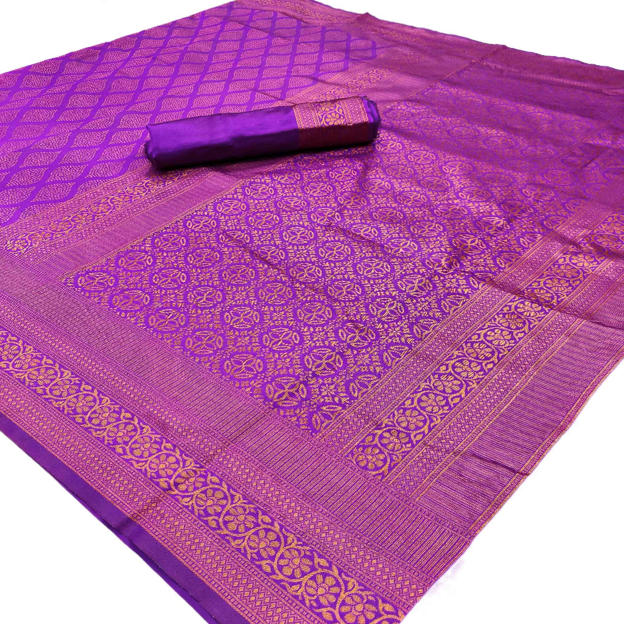 Purple Woven Banarasi Silk Saree