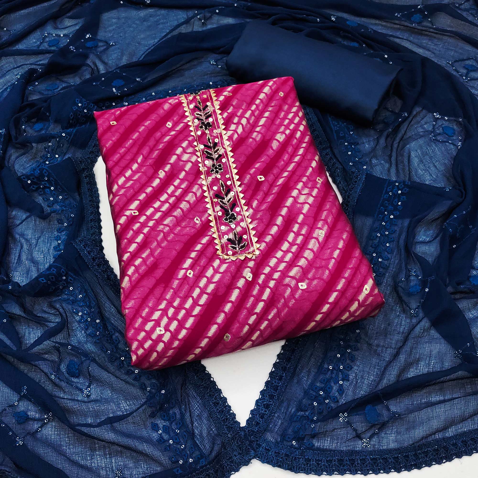 Rani Pink Printed Modal Dress Material