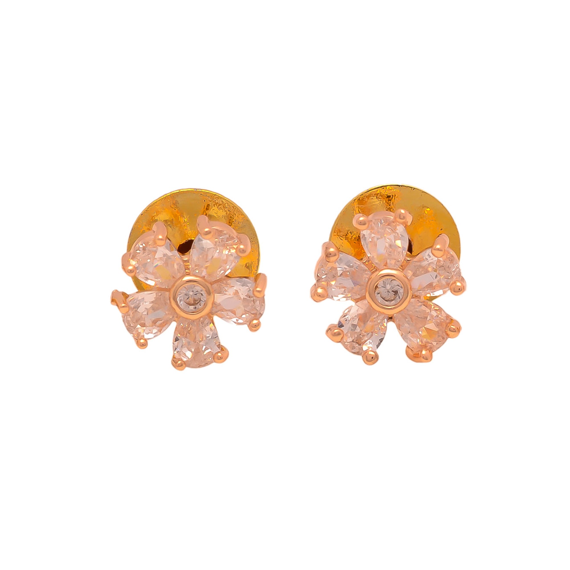 Rose Gold Polish Stud Earrings Pair