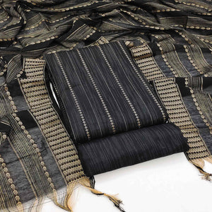 Black Woven Cotton Blend Dress Material