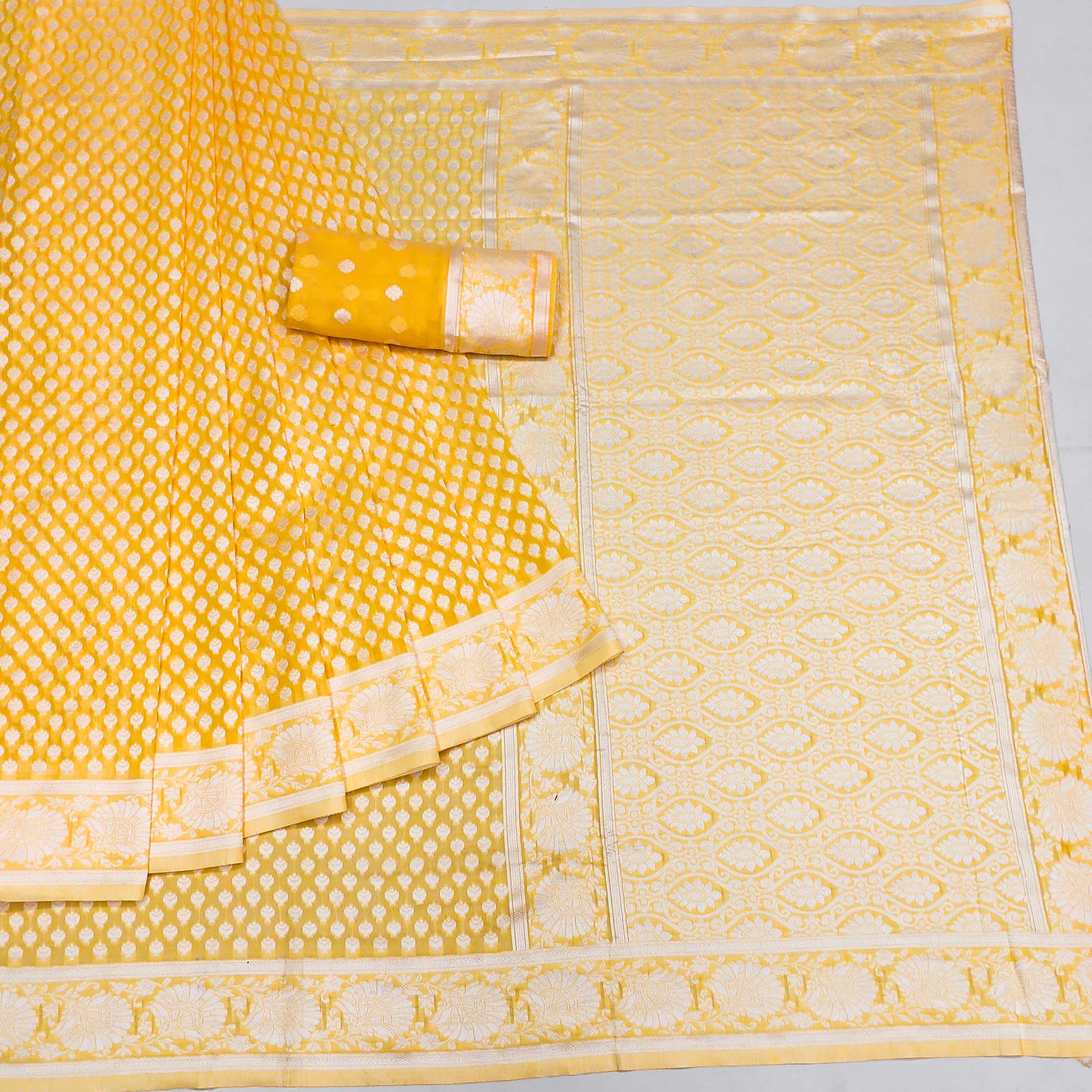 Yellow Woven Cotton Silk Saree