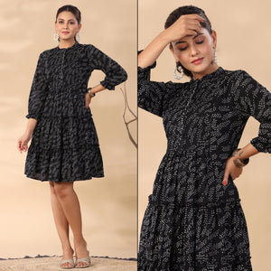 Black Printed Pure Cotton Dress
