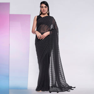 Black Embroidered Georgette Saree