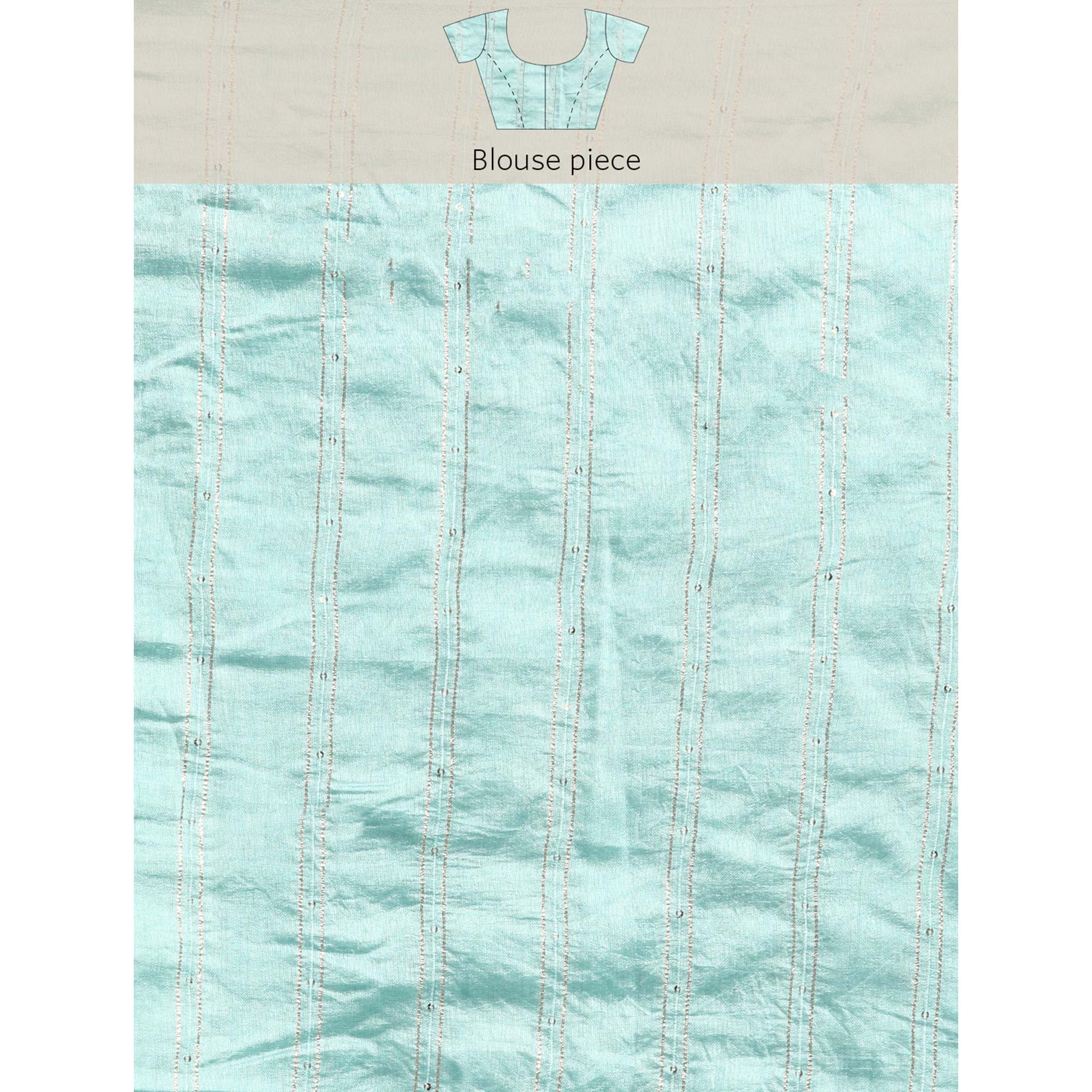 Blue Foil Printed With Swarovski Chiffon Saree