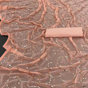 Peach Sequins Embroidered Georgette Saree