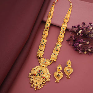Gold Plated Alloy Long Necklace Set