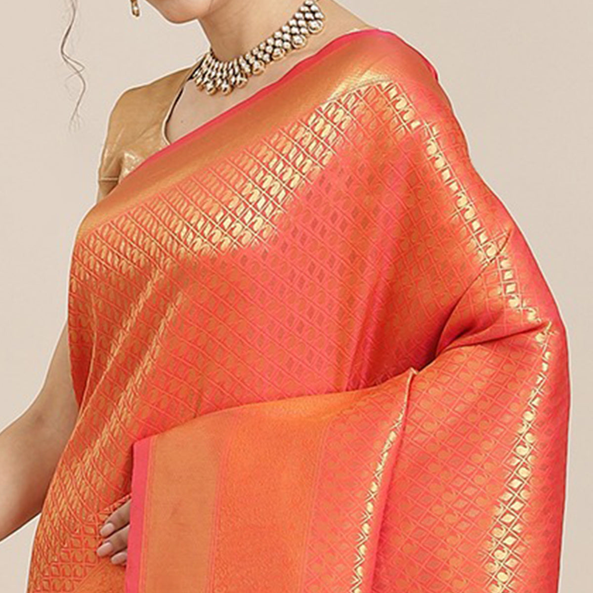 Orange Woven Kanjivaram Silk Saree