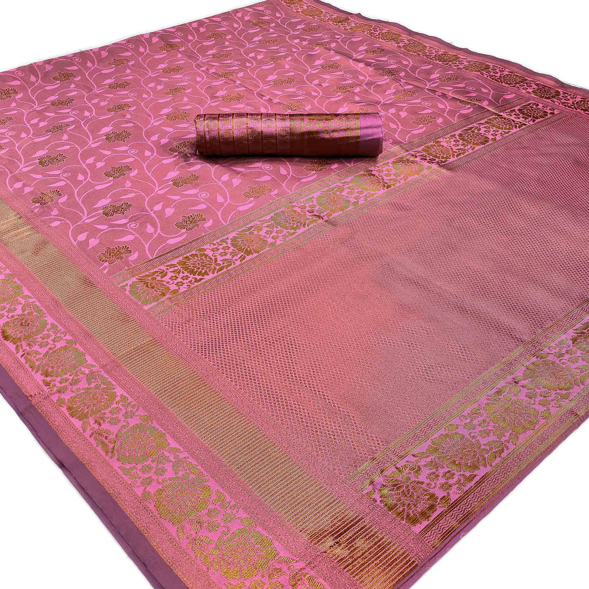 Mauve Woven Banarasi Silk Saree