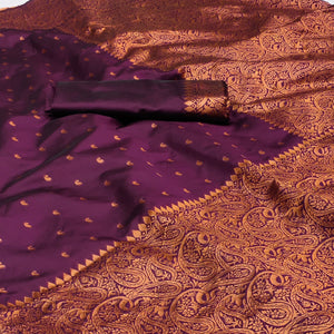 Wine Woven Banarasi Silk Saree