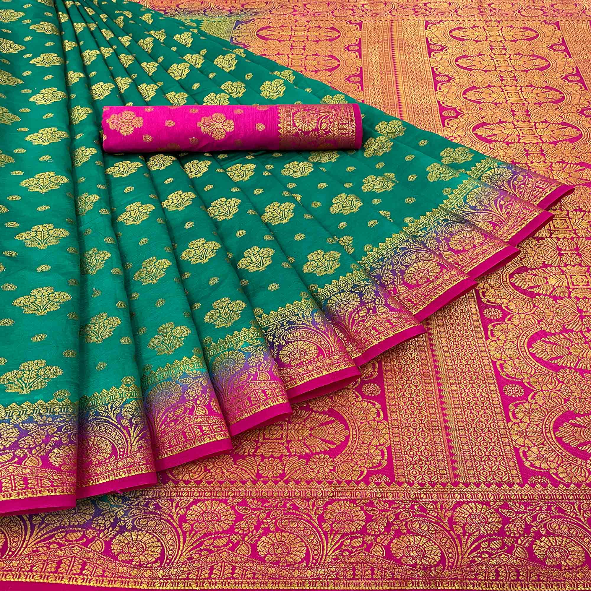 Green Woven Banarasi Silk Saree