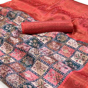 Multicolor Digital Printed Cotton Silk Saree