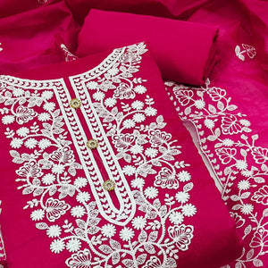 Rani Pink Floral Embroidered Modal Dress Material