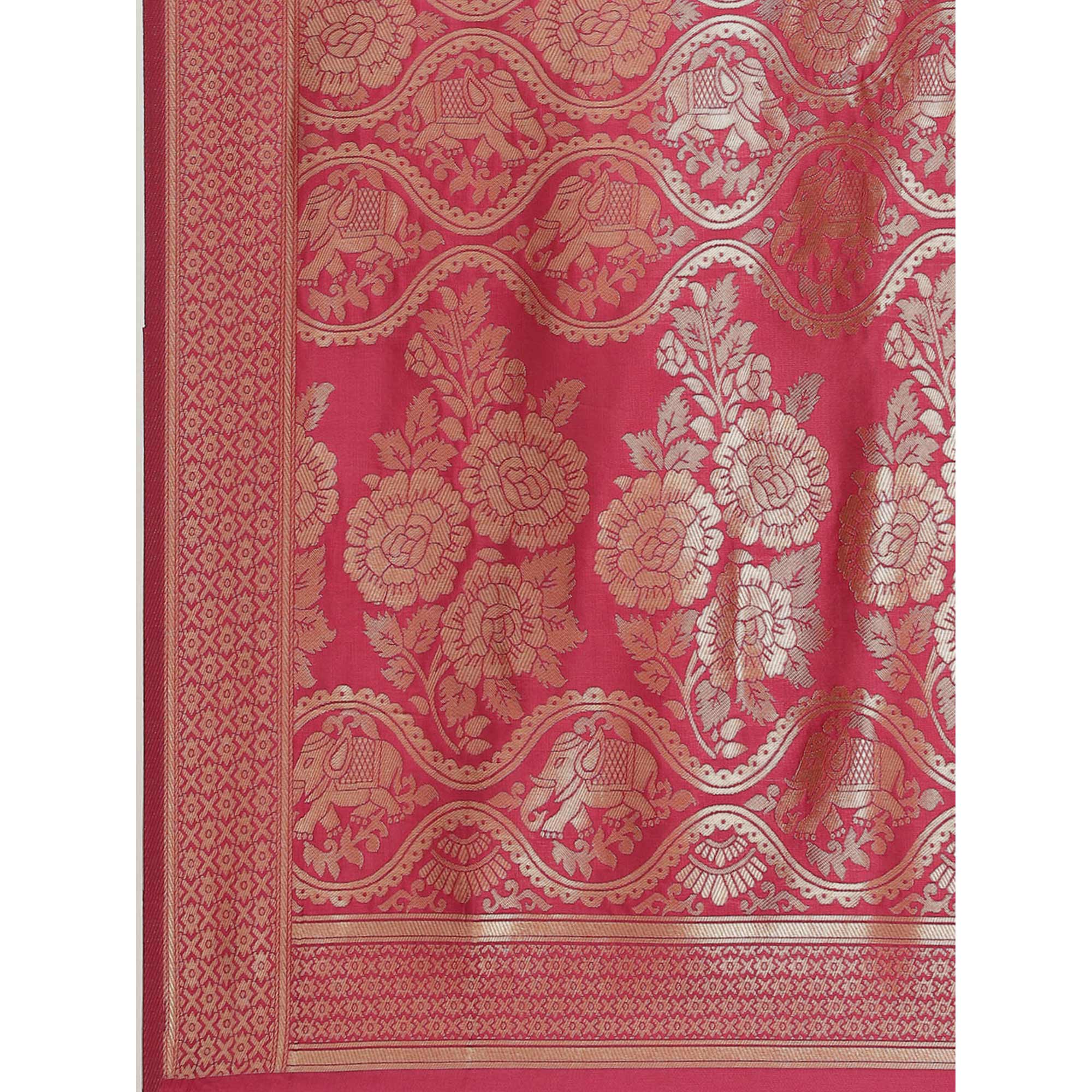 Pink Woven Banarasi Silk Saree