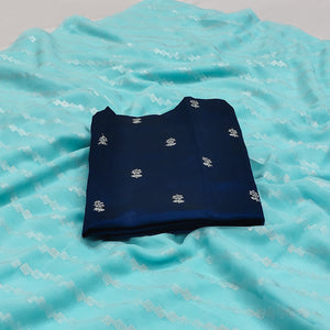 Blue Foil Printed Georgette Saree
