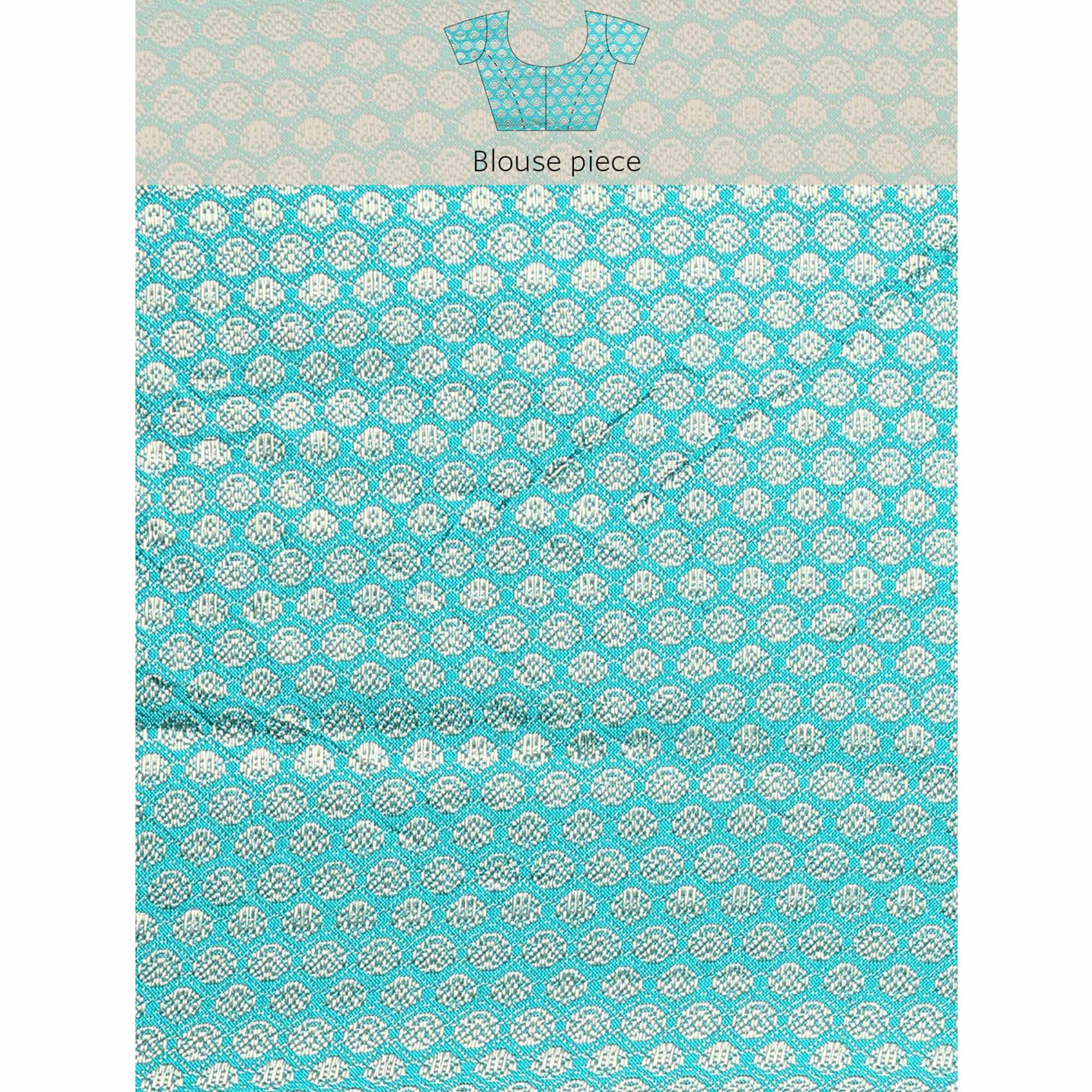 Blue Foil Printed With Swarovski Vichitra Silk Saree