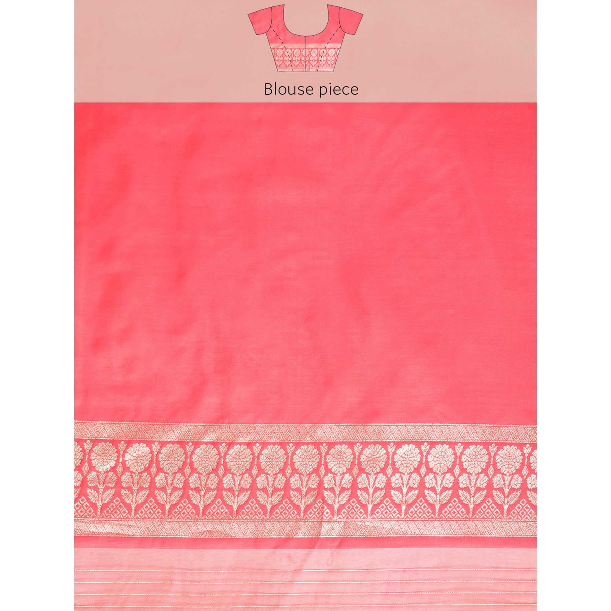 Pink Floral Woven Organza Silk Saree With Tassels