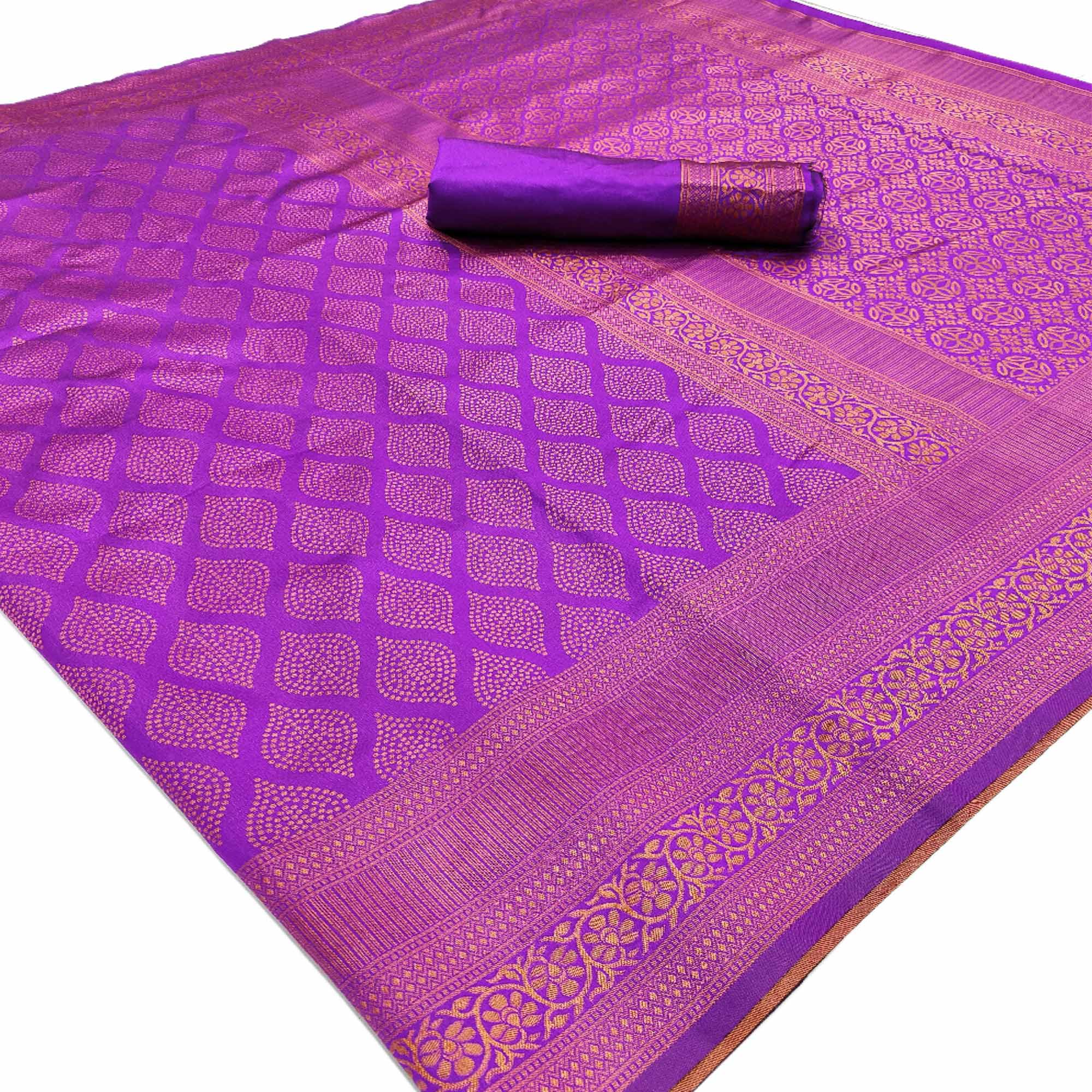 Purple Woven Banarasi Silk Saree