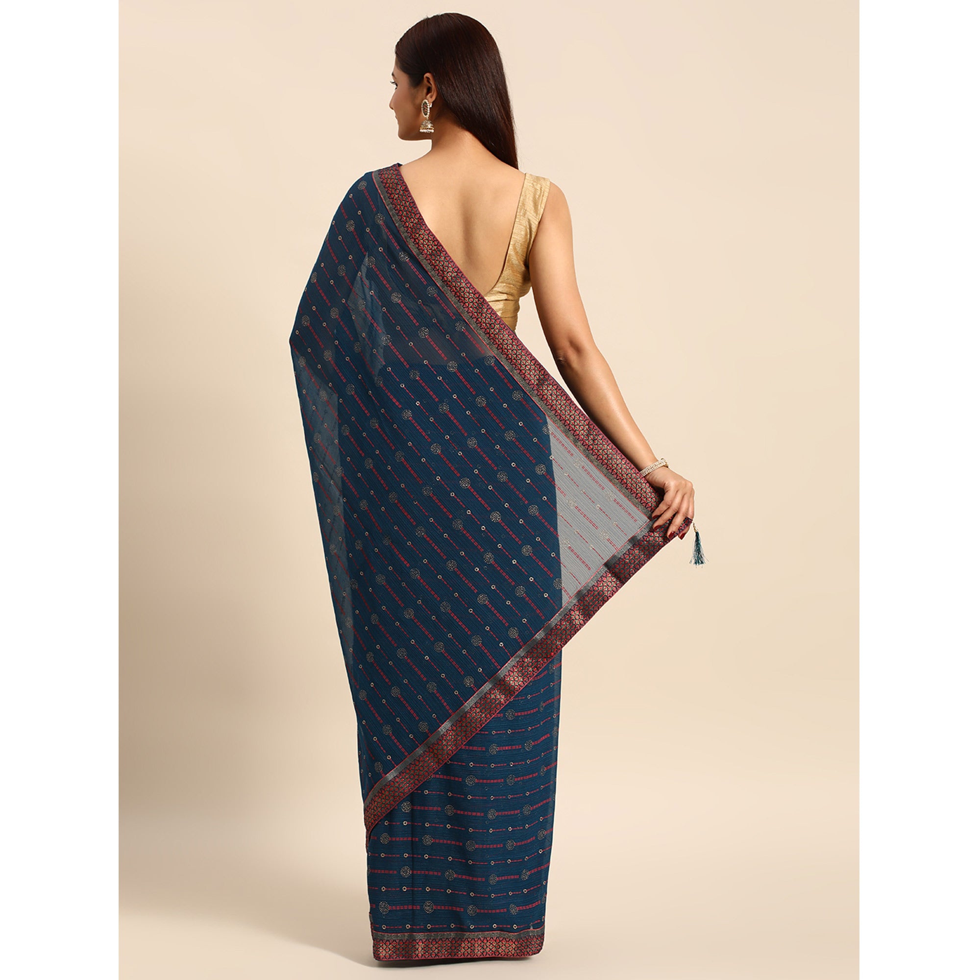 Blue Foil Printed Zomato Saree