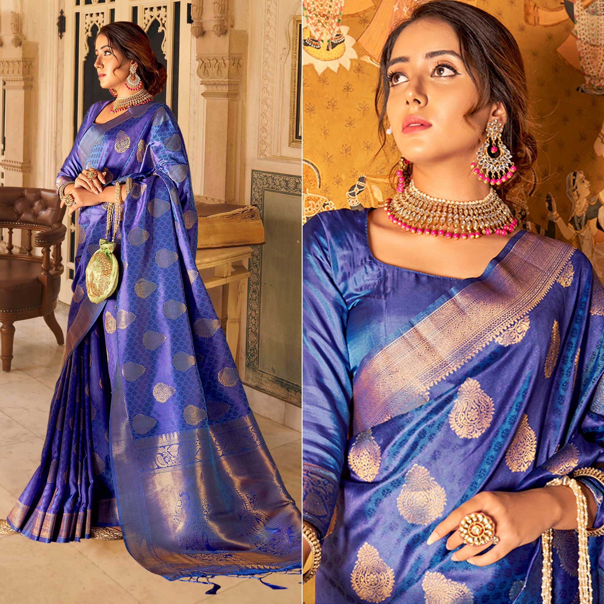 Blue Woven Banarasi Silk Saree