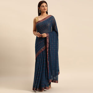 Blue Foil Printed Zomato Saree