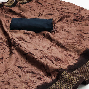 Brown Printed Art Silk Saree