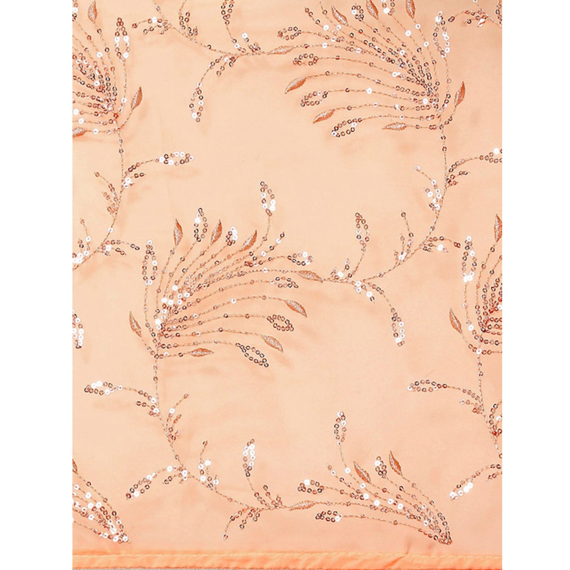 Peach Floral Sequins Embroidered Georgette Saree