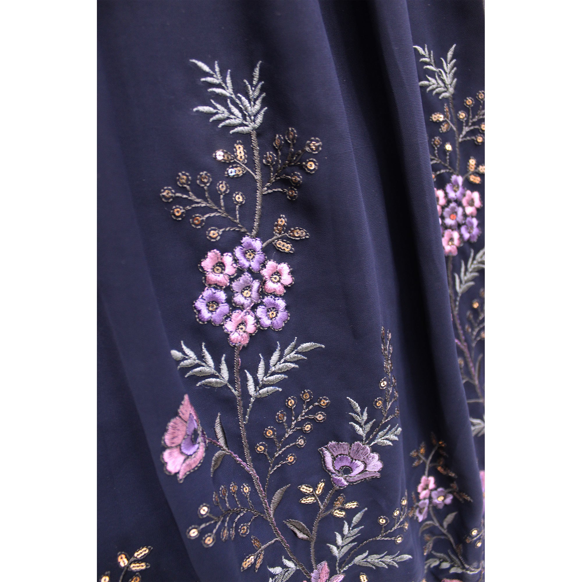 Navy Blue Sequins Embroidered Georgette Lehenga Choli