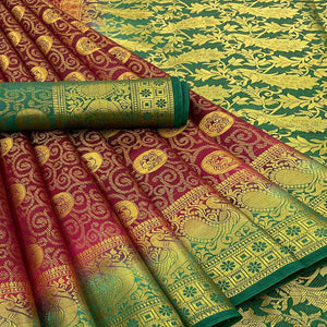 Maroon Woven Banarasi Silk Saree