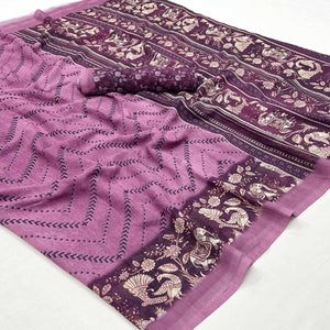 Wine Digital Printed Georgette Saree