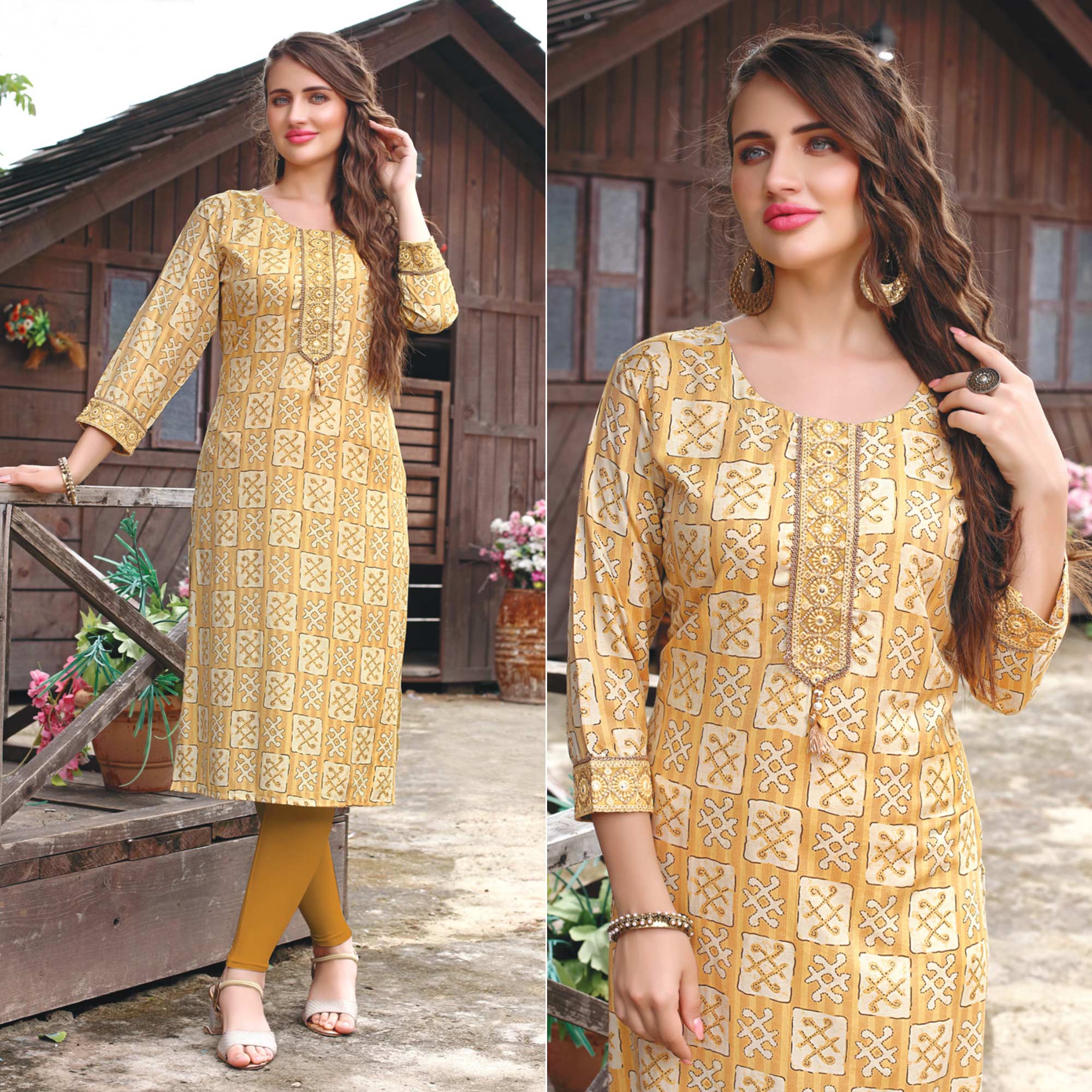 Chikoo Printed Muslin Kurti