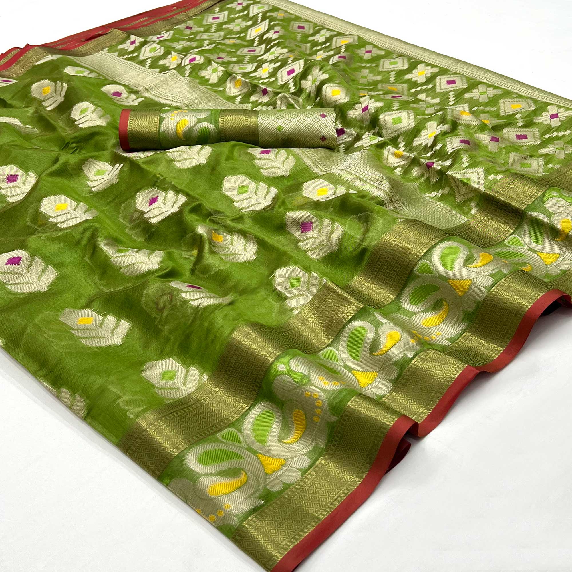 Green Woven Jacquard Saree