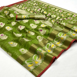 Green Woven Jacquard Saree