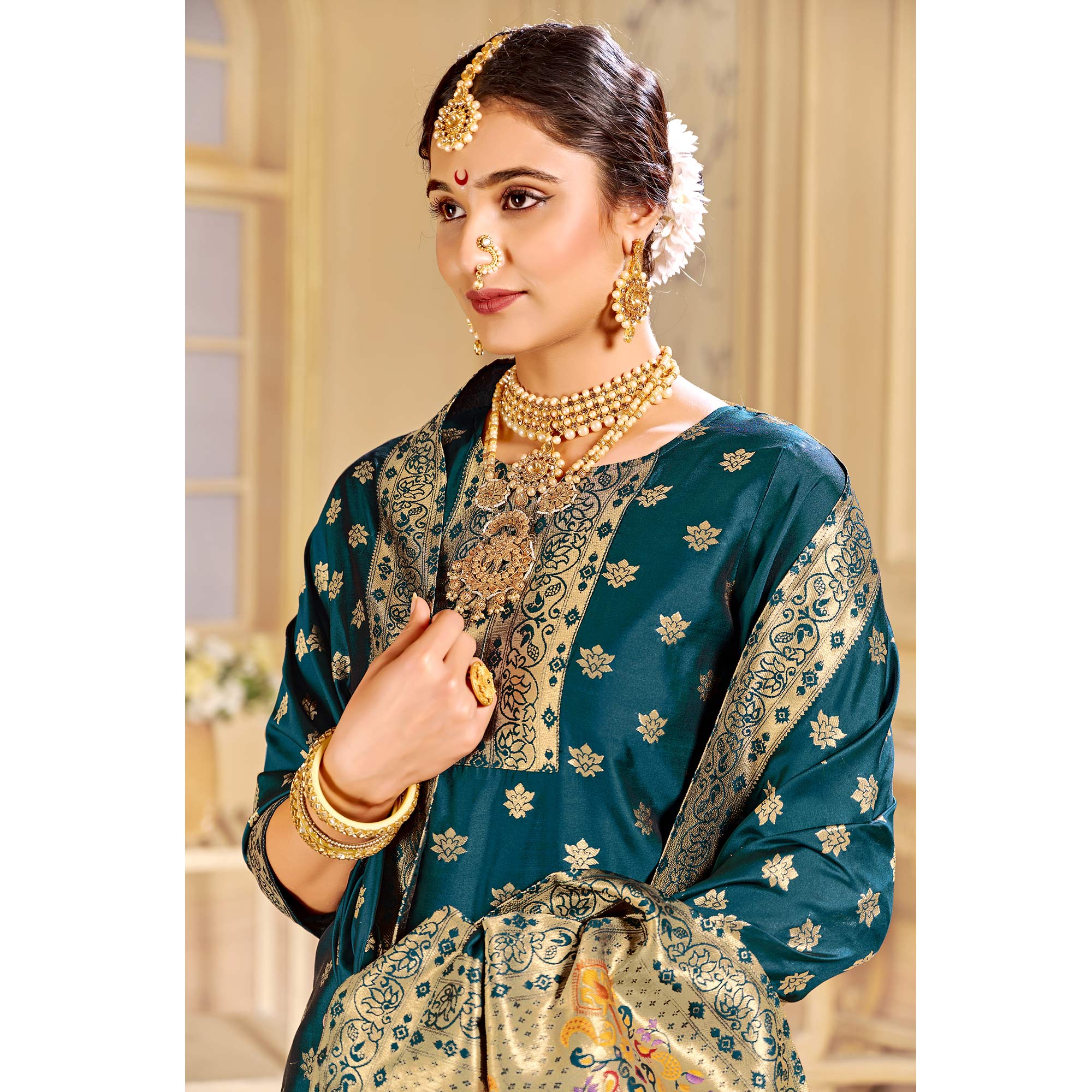 Morpich Floral Woven Tapetta Silk Salwar Suit