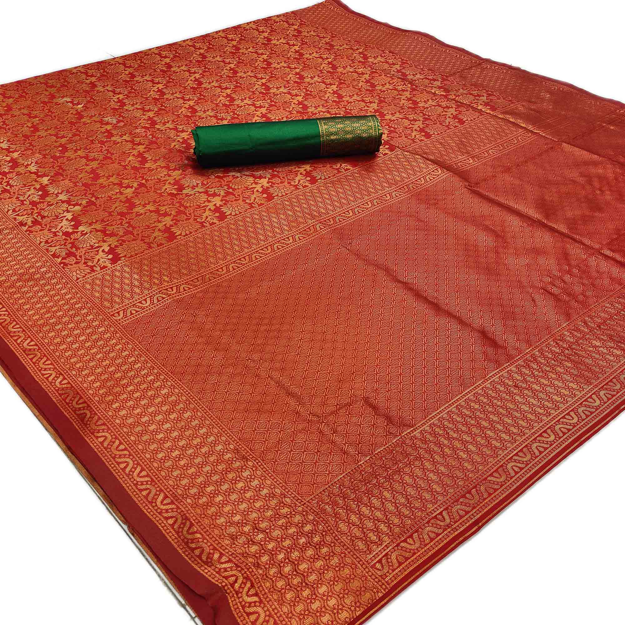 Maroon Woven Banarasi Silk Saree