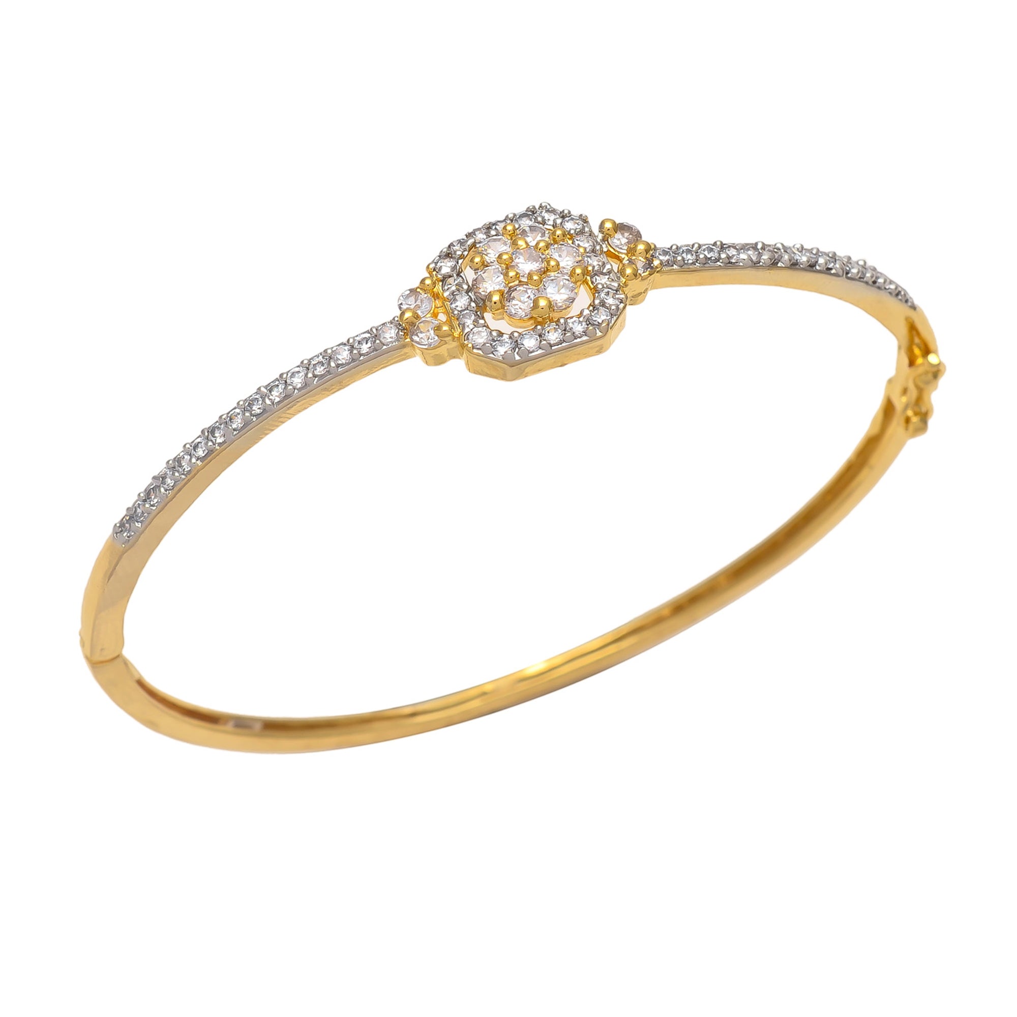 Gold Polish American Diamond Sleek Bracelet