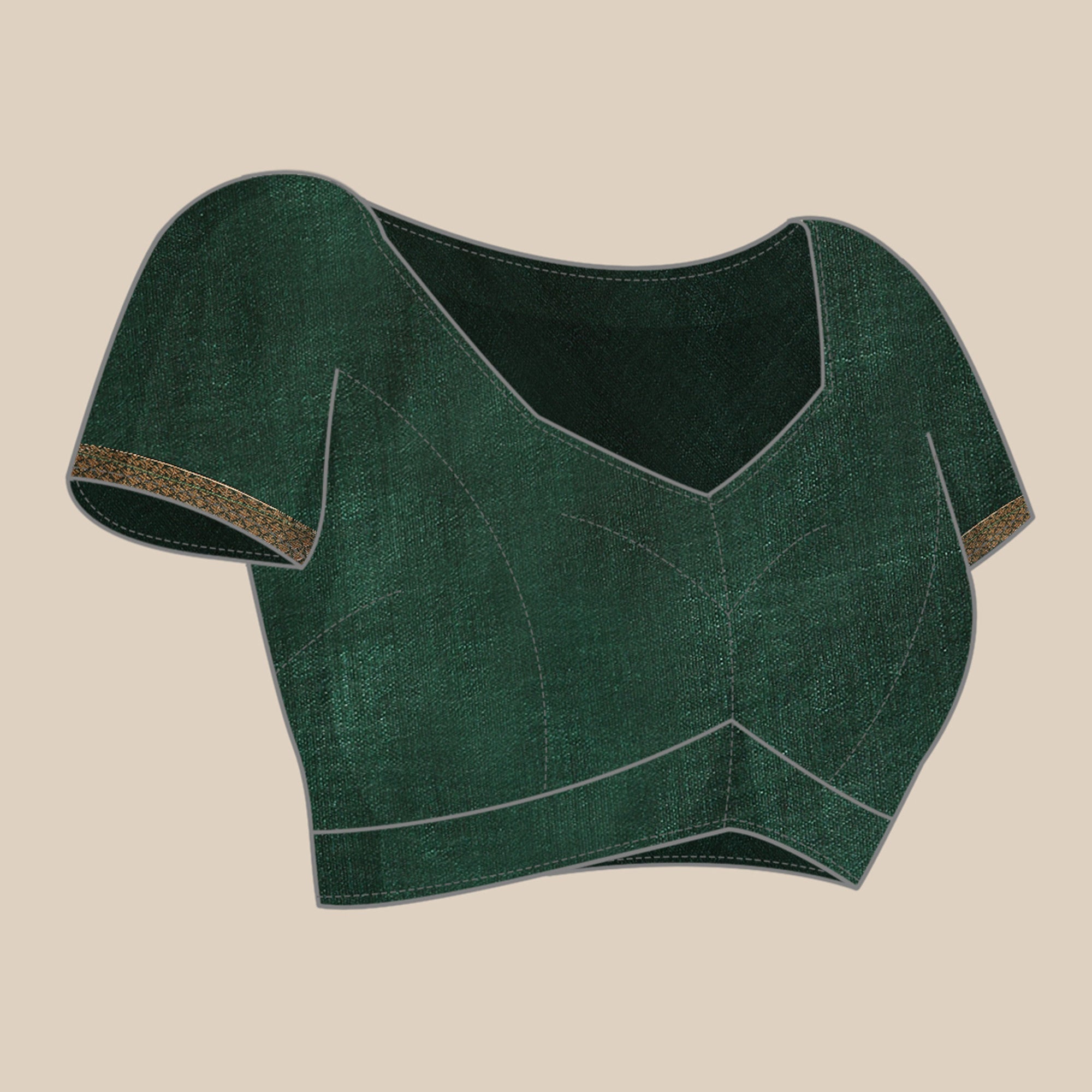 Green Solid Vichitra Silk Saree With Fancy Border