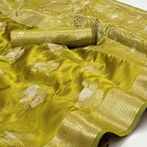 Mehendi Green Woven Organza Saree