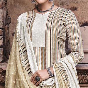 Chikoo Printed Pure Cotton Salwar Suit