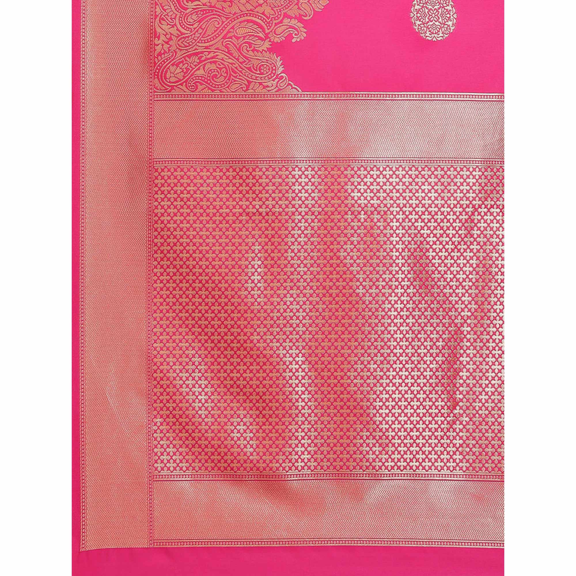 Pink Woven Banarasi Silk Saree