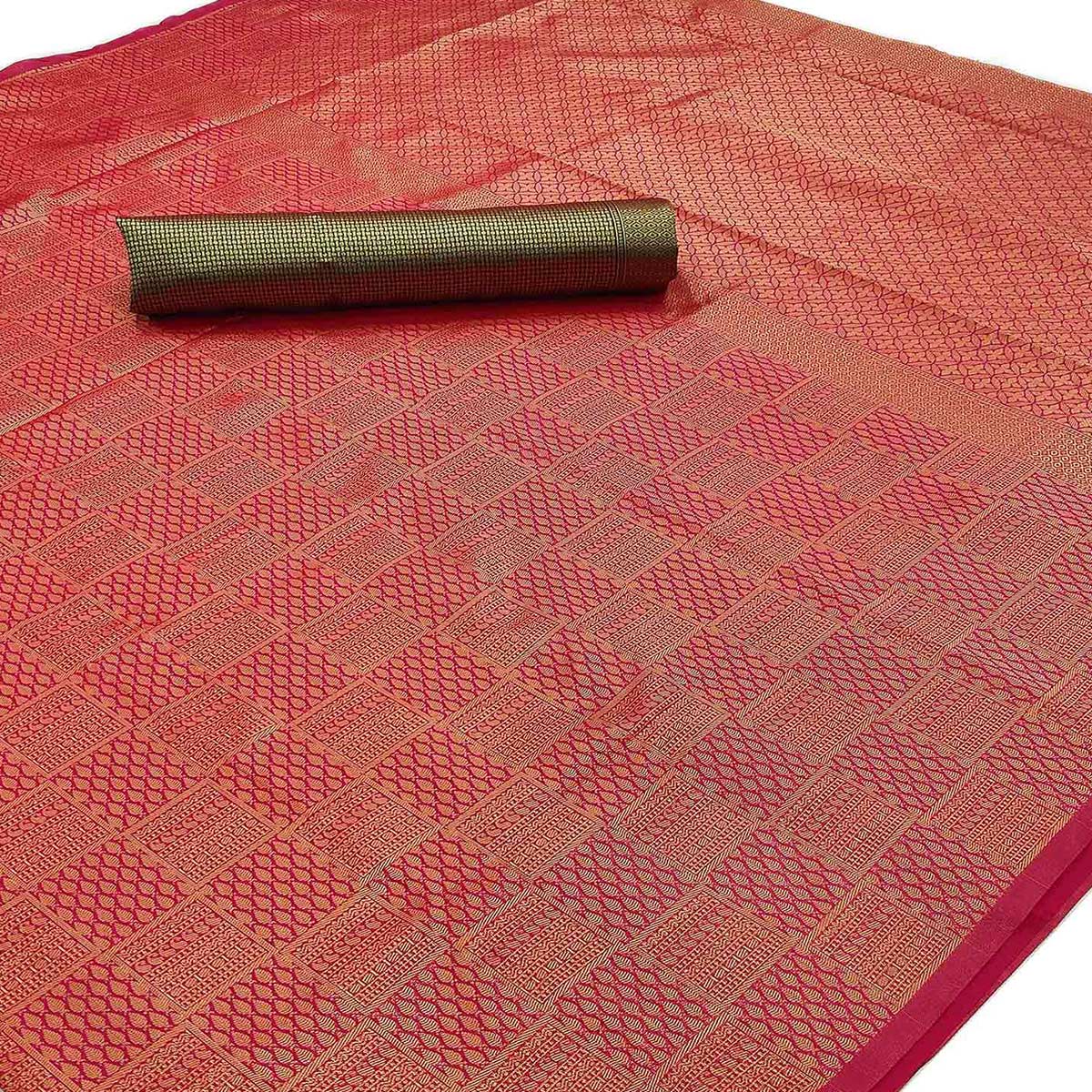 Red Woven Banarasi Silk Saree