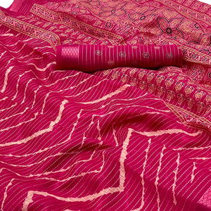 Rani Pink Embroidered Cotton Silk Saree