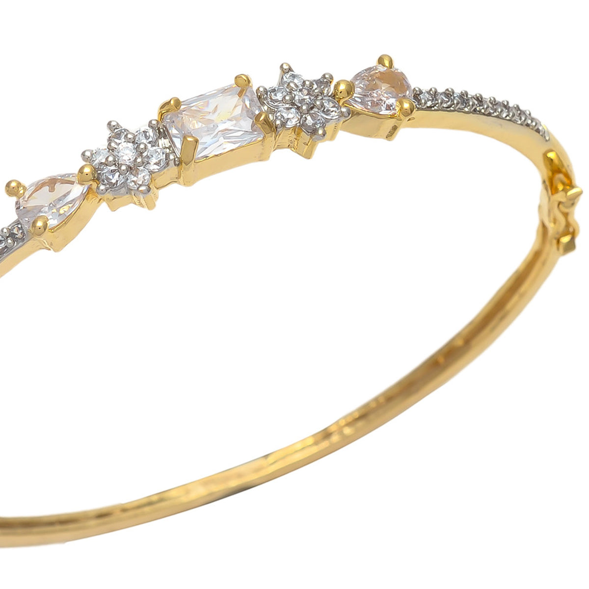 Gold Polish American Diamond Sleek Bracelet