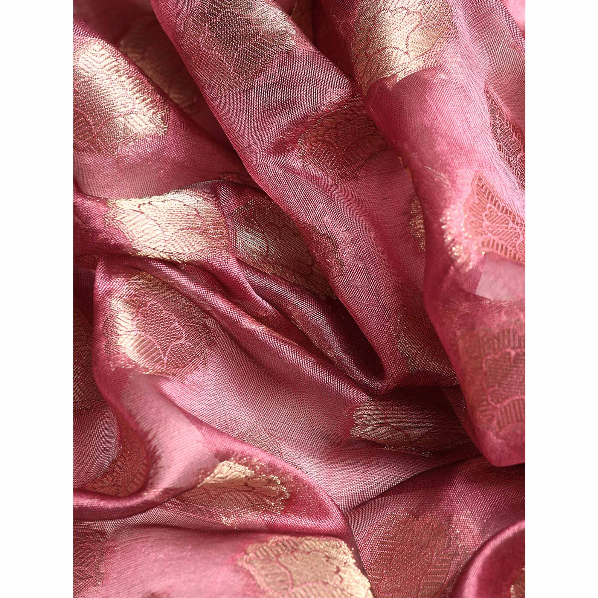 Purple Woven Organza Silk Saree With Tassels
