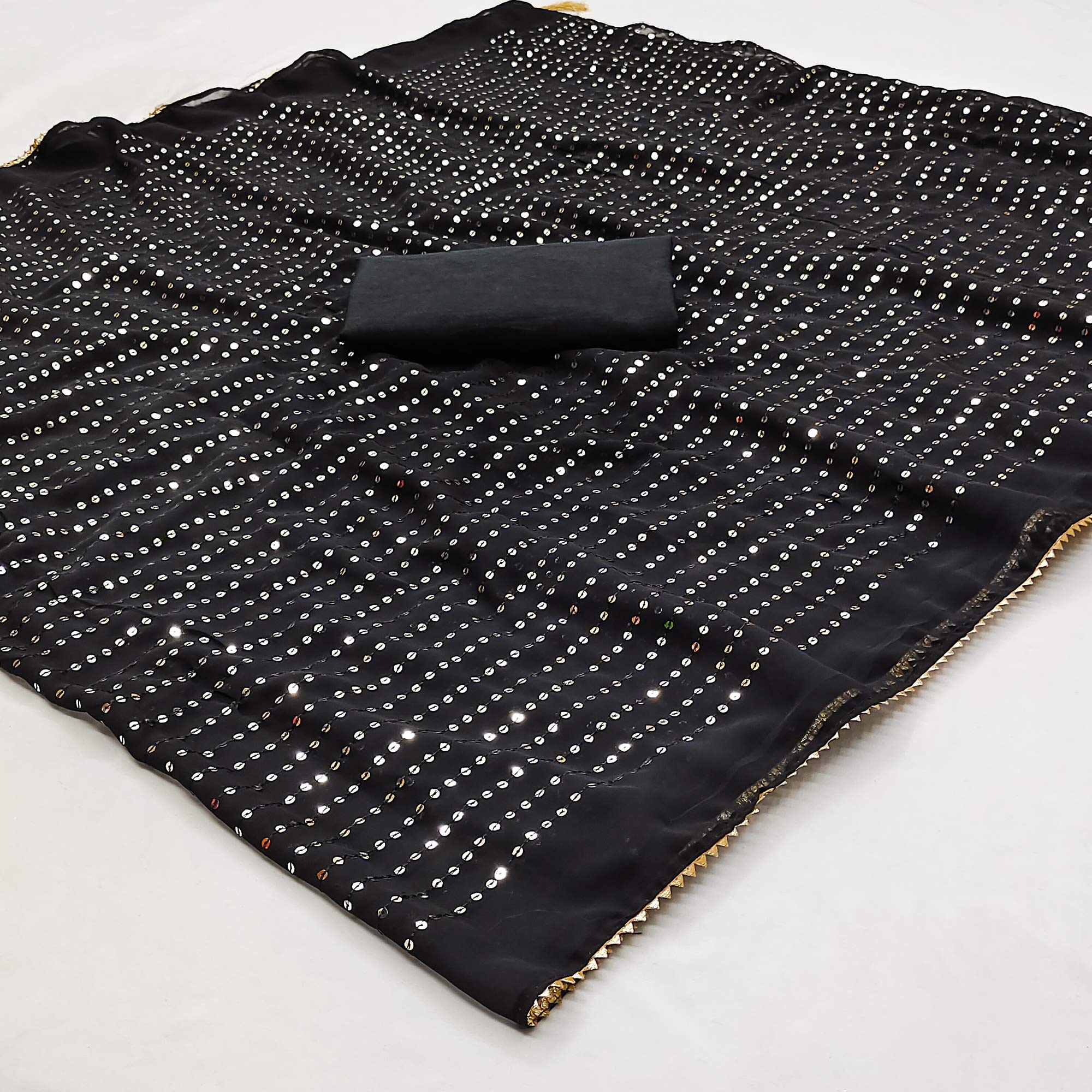 Black Sequins Embroidered Georgette Saree