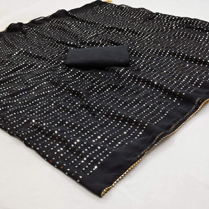 Black Sequins Embroidered Georgette Saree